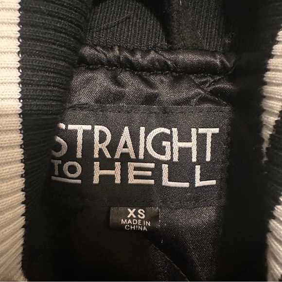 Straight To Hell Ace Leopard Bomber Varsity Jacket Wool Blend Size XS - Picture 5 of 7